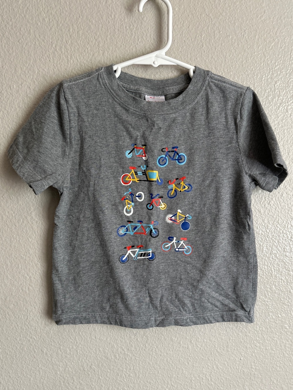 Hanna Andersson size 3T 100% cotton short sleeve grey t-shirt with bikes graphic